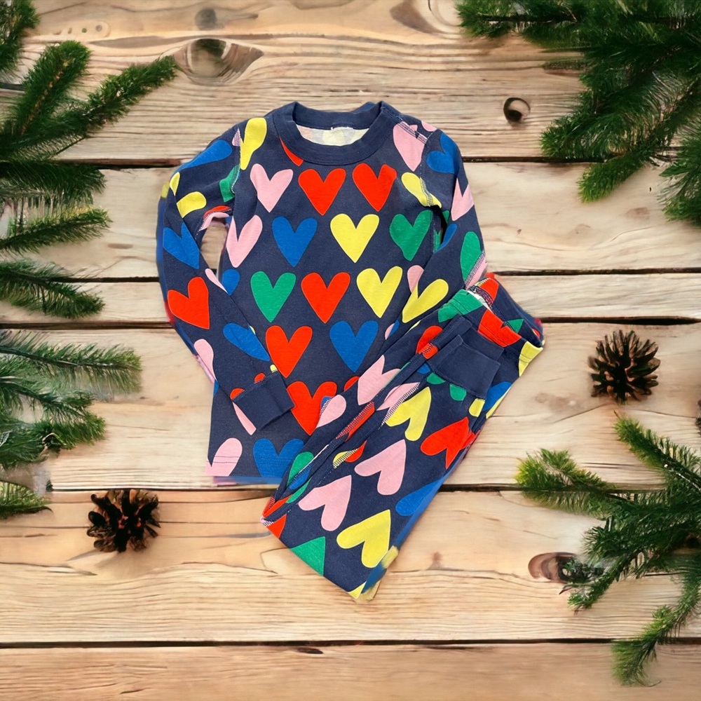 Organic Hanna Andersson Pajama PJ set Rainbow hearts